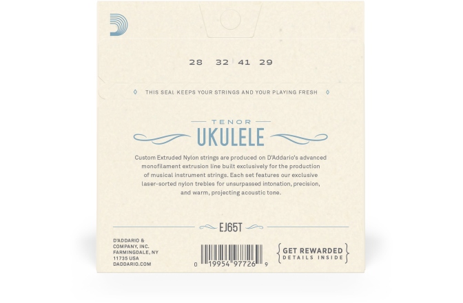 Corzi ukulele tenor Daddario EJ65T Pro-Arté