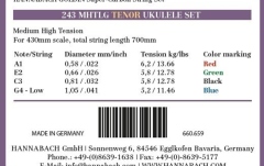 Corzi ukulele Tenor Hannabach Corzi ukulele Set Low G