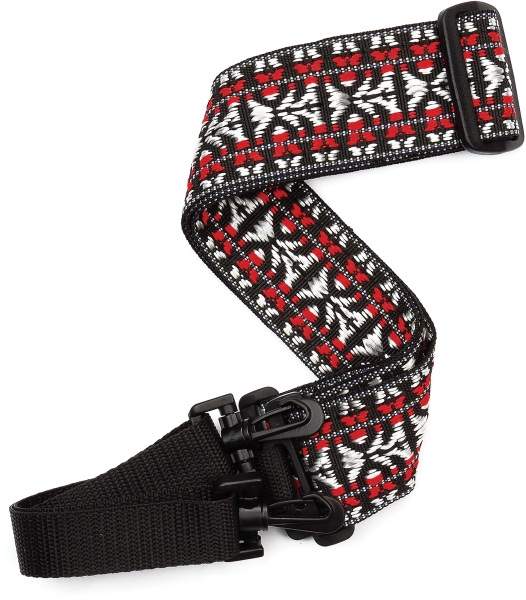 Daddario Woven Banjo Strap Hootenanny Red and Silver