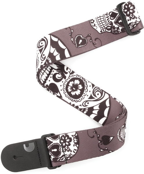 Daddario Polyester Guitar Straps Sugar Skulls Black