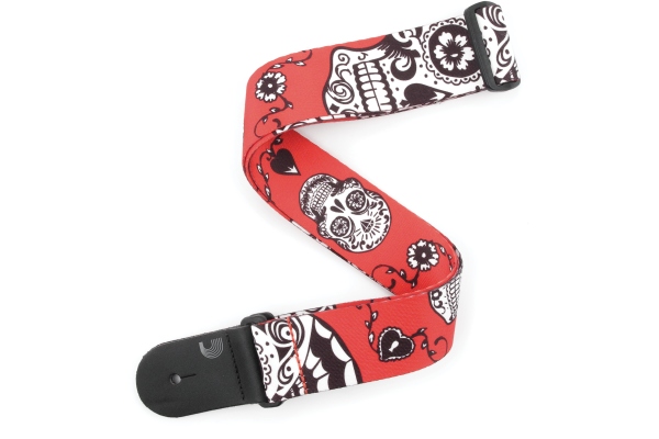 Polyester Guitar Straps Sugar Skulls Red