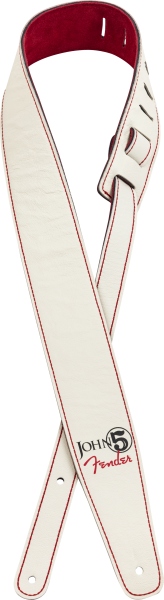 Fender John 5 Leather Strap White and Red