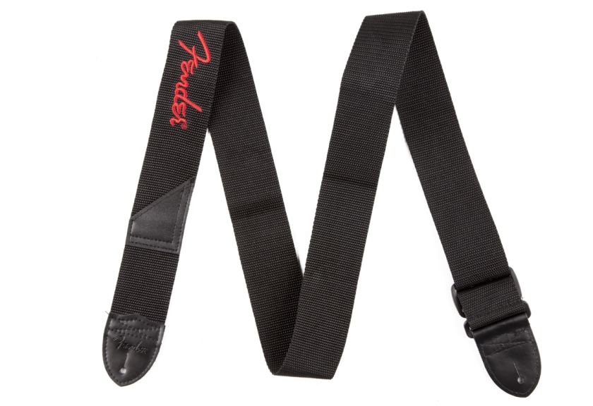 Fender Logo Strap Black/Red Logo 2