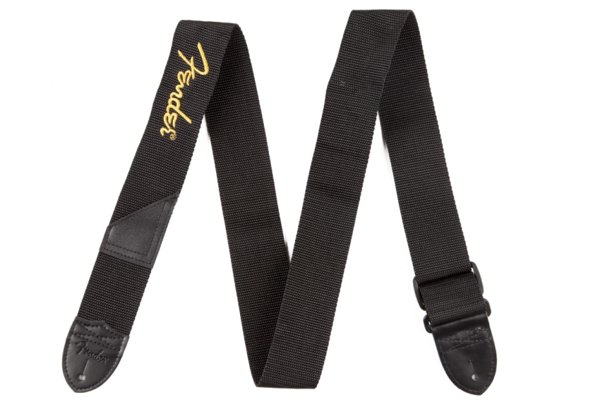 Fender Logo Strap Black/Yellow Logo 2''