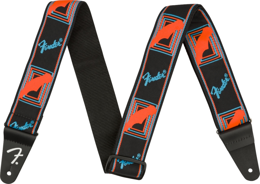 Fender Neon Monogrammed Strap Blue and Orange 2