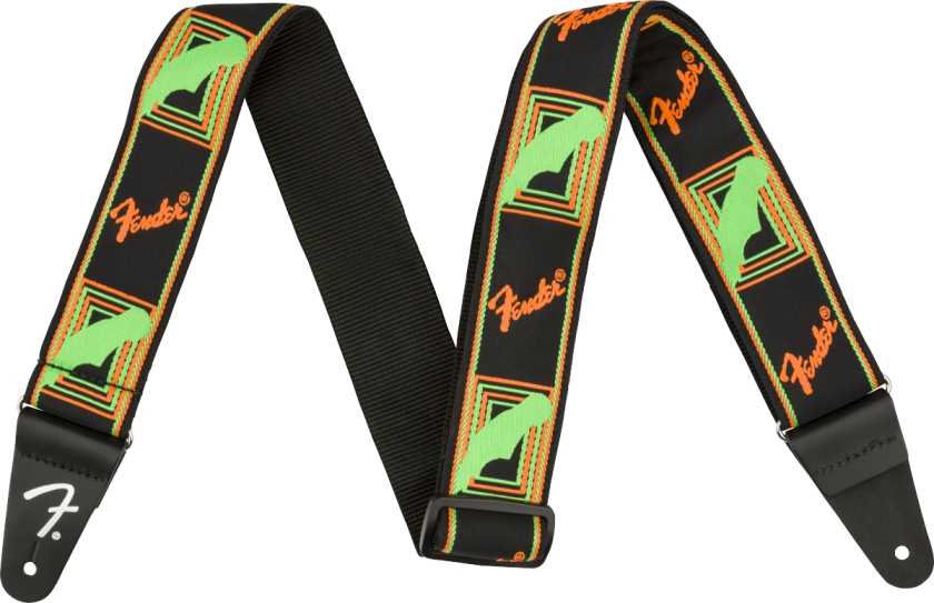 Fender Neon Monogrammed Strap Green and Orange 2