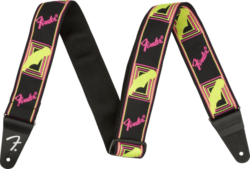 Fender Neon Monogrammed Strap Pink and Yellow 2