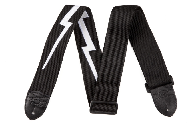 Curea chitară Fender Nylon Lightning Bolt Strap Black/White 2"