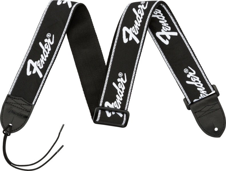 Fender Running Logo Strap Black/White Logo 2