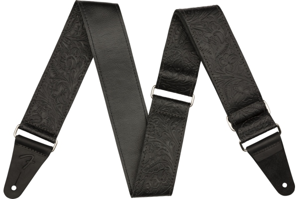 Tooled Leather Guitar Strap Black 2 Tooled Leather Guitar Strap Black 2