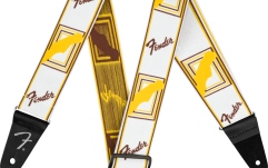 Curea chitară Fender WeighLess Monogram Strap White/Brown/Yellow 2"