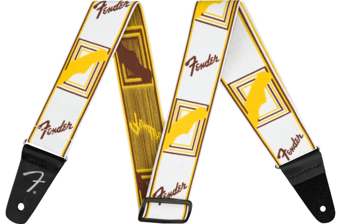 Curea chitară Fender WeighLess Monogram Strap White/Brown/Yellow 2"