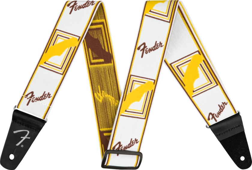 Fender WeighLess Monogram Strap White/Brown/Yellow 2