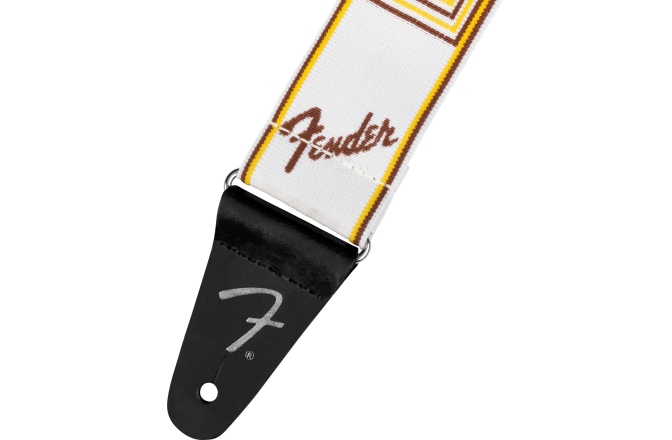 Curea chitară Fender WeighLess Monogram Strap White/Brown/Yellow 2"