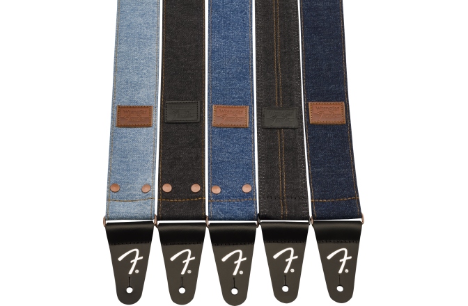 Curea chitară Fender x Wrangler Riveted Denim Strap Light Indigo