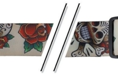 Curea chitară Gewa F&S Tattoo-Edition Skulls and Roses White