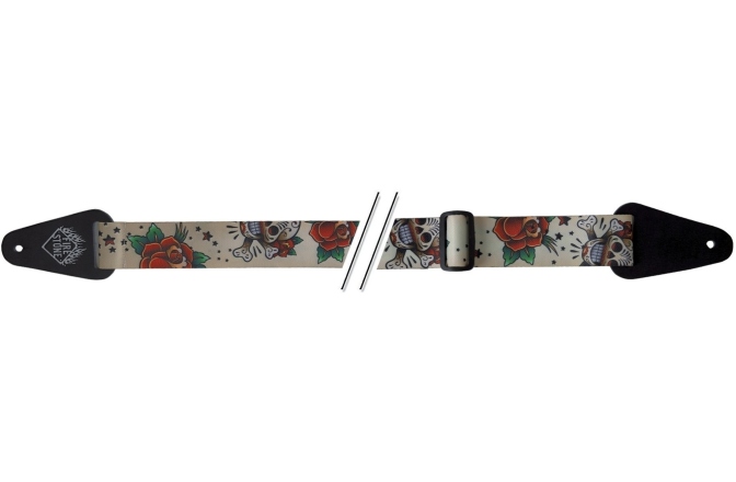 Curea chitară Gewa F&S Tattoo-Edition Skulls and Roses White