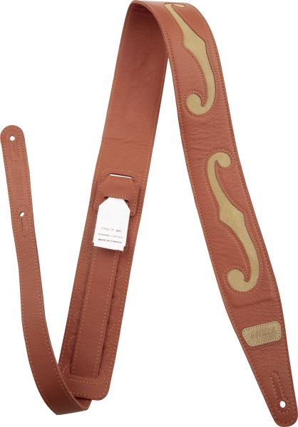 Gretsch Guitars F-Holes Leather Strap Orange and Tan 3