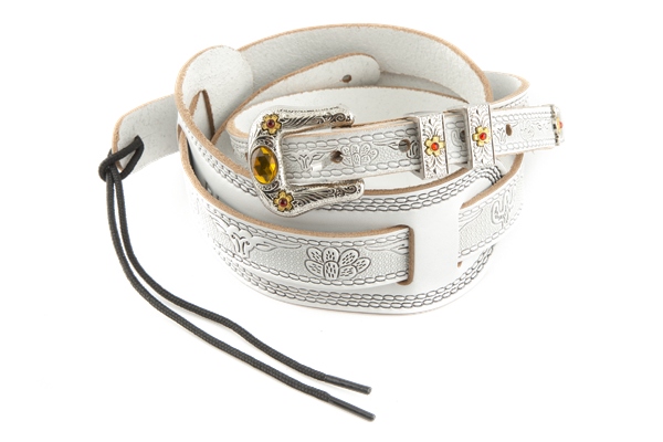 Gretsch Guitars Vintage Tooled Leather Guitar Strap White