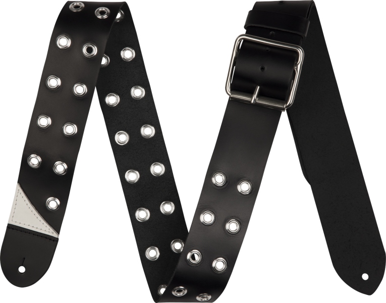 Jackson Grommet Leather Strap Black 2.5