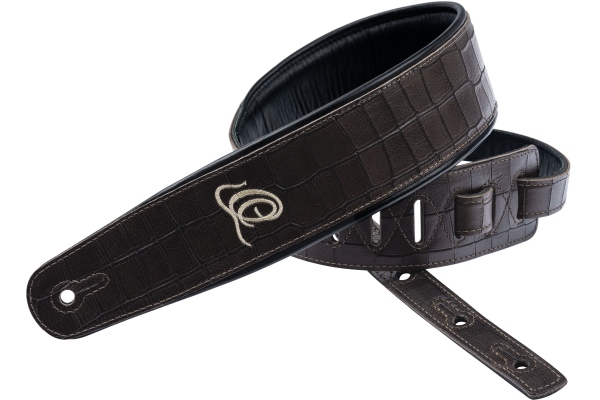 Ortega Genuine Leather Strap - Dark Brown Croco