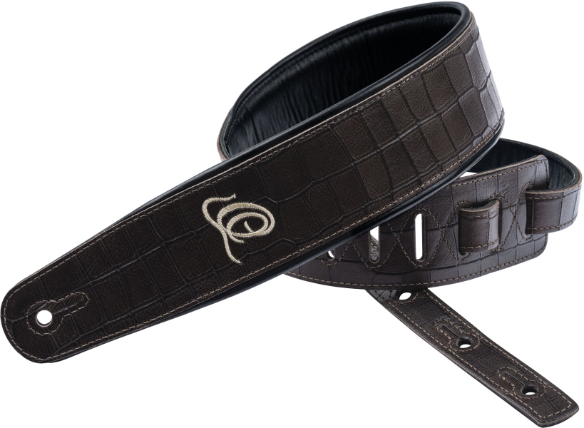 Ortega Genuine Leather Strap - Dark Brown Croco