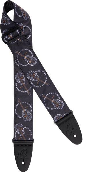 Ortega Nylon Guitar Strap - Black Skull 65mm