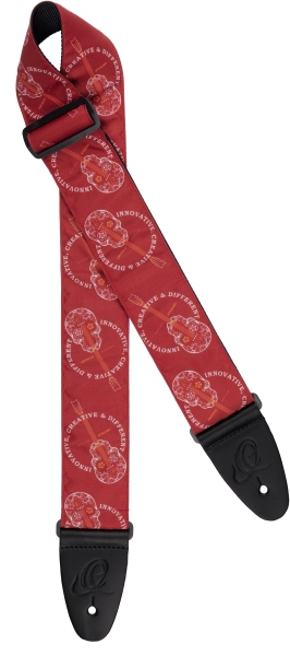 Ortega Nylon Guitar Strap - Burgundy Red Skull 65mm