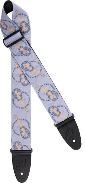 Ortega Nylon Guitar Strap - Charcoal Skull 65mm