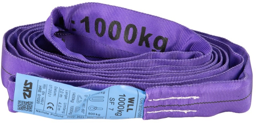 SHZ Round Sling 2m, max. Load 1000KG nach EN 1492-2 SF7 violett