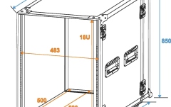Cutie cu rack Roadinger Rack Profi 18U 45cm with wheels