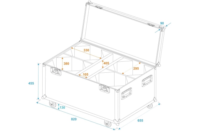 Cutie de transport pentru 4x LED THA-100F/THA-120PC Roadinger Flightcase 4x LED THA-100F/THA-120PC with wheels