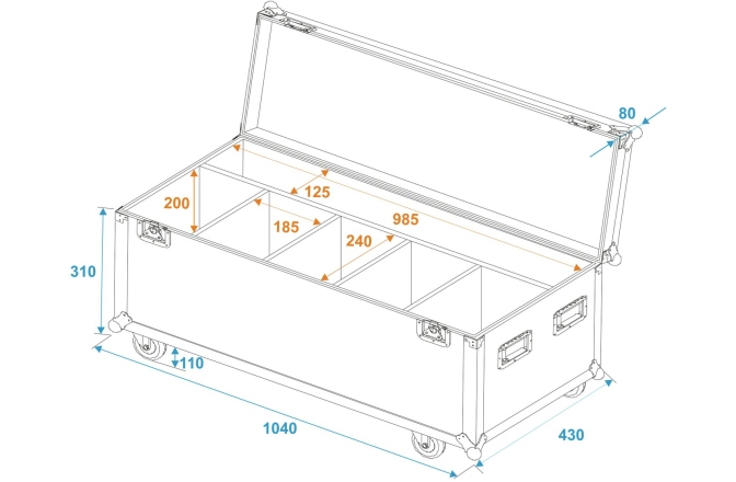 Cutie de transport pentru 4x LED Umbrella Roadinger Flightcase 4x LED Umbrella