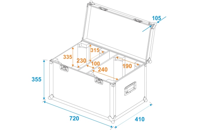 Cutie de transport  Roadinger Flightcase 2x LED TMH-X4