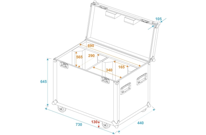 Cutie de transport Roadinger Flightcase 2x PFE-100/120