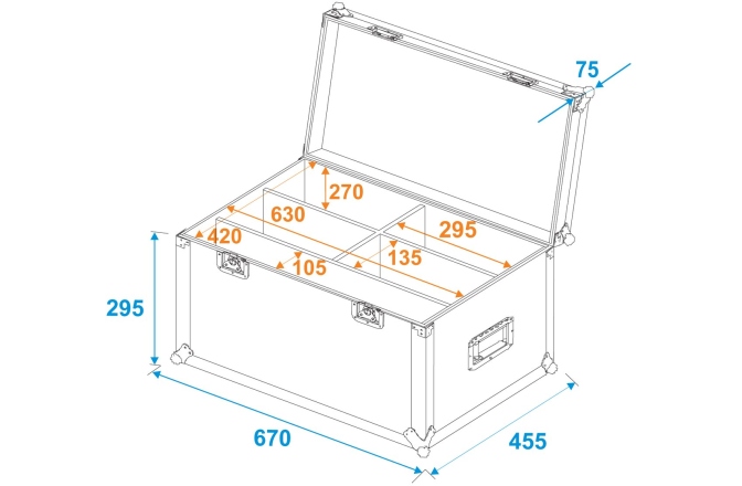 Cutie de transport  Roadinger Flightcase 4x LED 4/7C-12 Silent Slim Spot