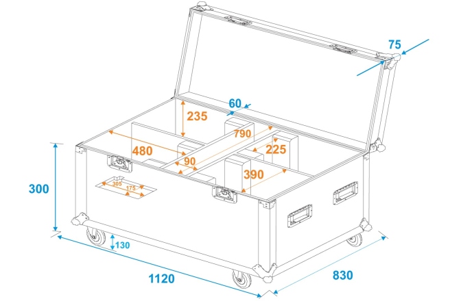 Cutie de transport  Roadinger Flightcase 4x LED THA-150F Theater-Spot