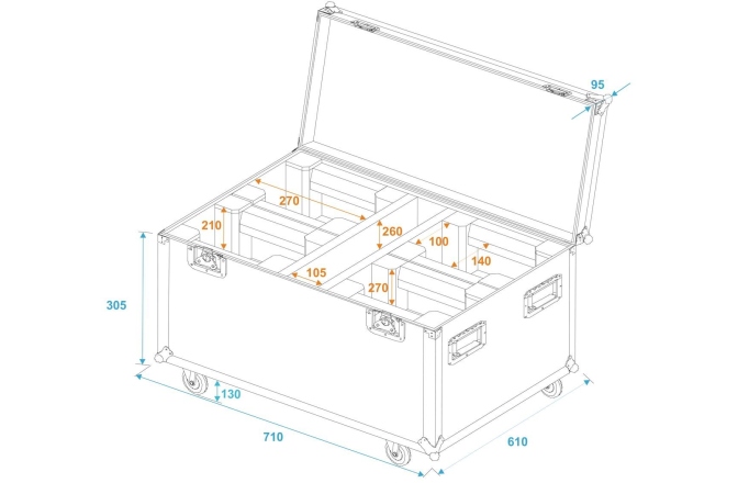 Cutie de transport Roadinger Flightcase 4x LED TMH-X1 Moving-Head Beam with wheels