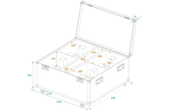 Cutie de transport Roadinger Flightcase 4x THA-250F