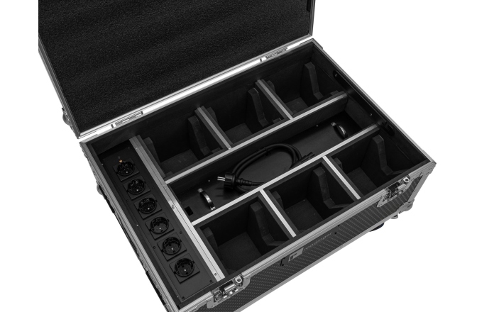 Cutie de transport Roadinger Flightcase 6x AKKU IP TL-3 QCL Trusslight CRMX with charging function and wheels