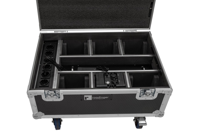 Cutie de transport Roadinger Flightcase 6x AKKU IP TL-3 QCL Trusslight CRMX with charging function and wheels