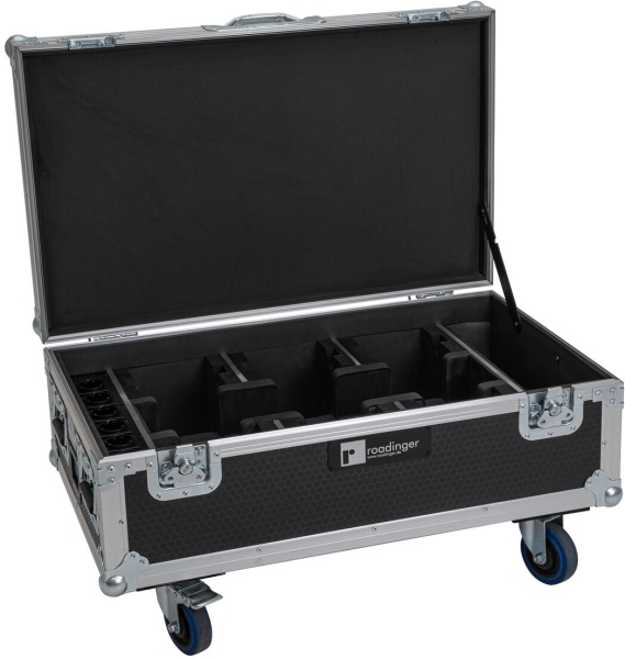 Roadinger Flightcase 6x AKKU UP-4 QCL Spot QuickDMX MK2 with charging function and wheels