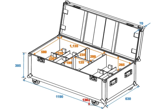 Cutie de transport Roadinger Flightcase 8x ML-56/ML-64