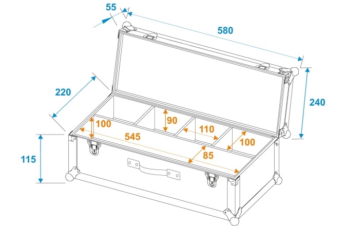 Cutie pentru transportul luminilor Roadinger Flightcase 4x AKKU Mini IP UP-4 QCL Spot