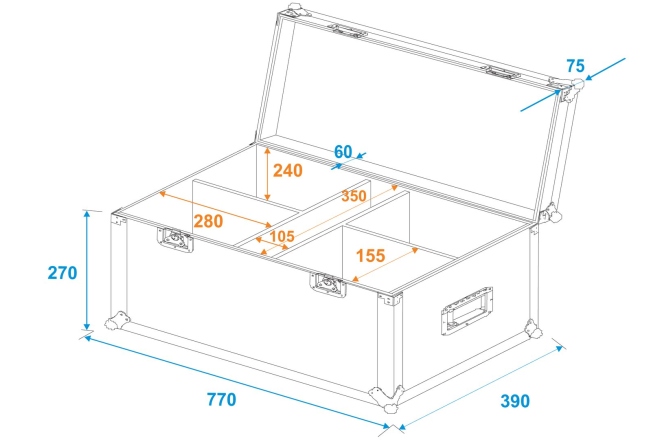 Cutie pentru transportul luminilor Roadinger Flightcase 4x LED CBB-2WW/CW fairlight