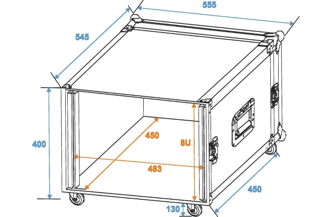 Cutie rack Roadinger Rack Profi 8U 45cm with wheels