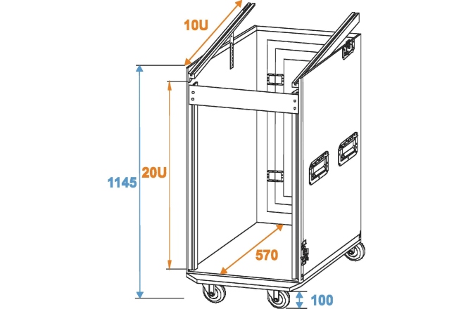 cutii cu rack Roadinger Special Combo Case Pro, 20U cu roți