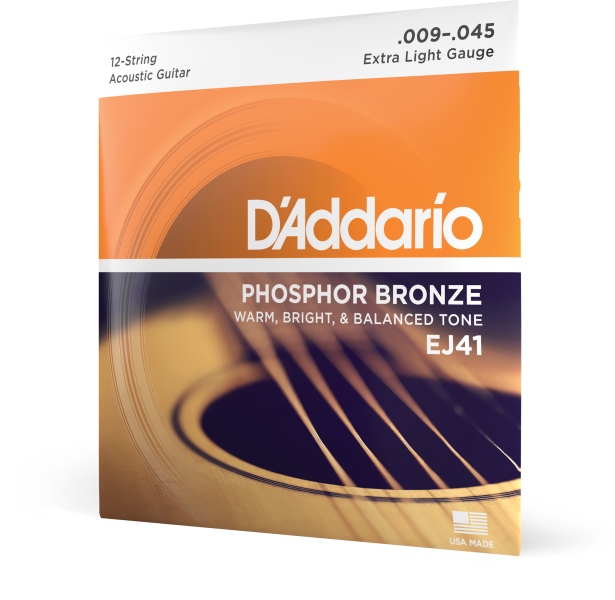 Daddario EJ41 12-String Phosphor Bronze Acoustic Guitar Strings Extra Light 9-45
