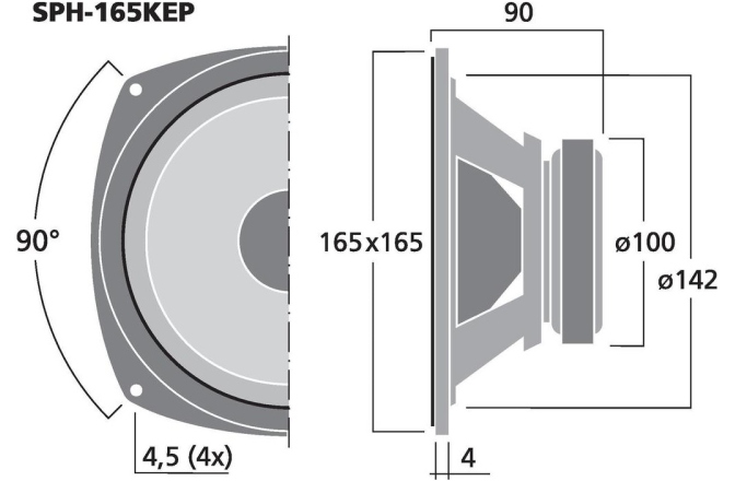 Difuzor de medii-joase Monacor SPH-165KEP
