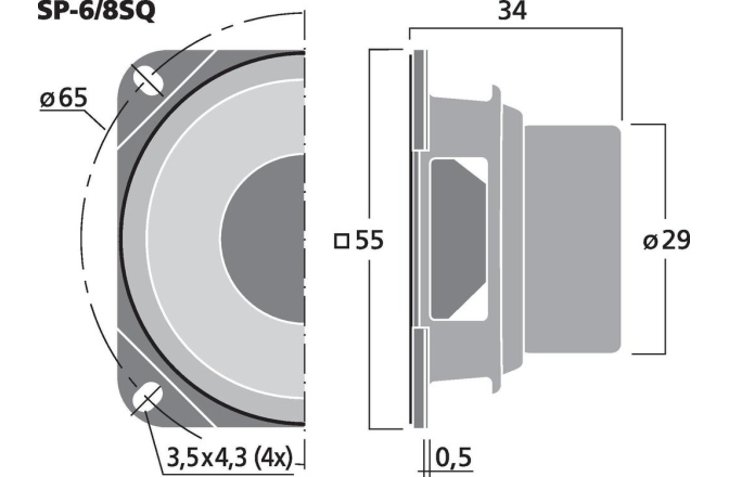Difuzor medii Monacor SP-6/8SQ